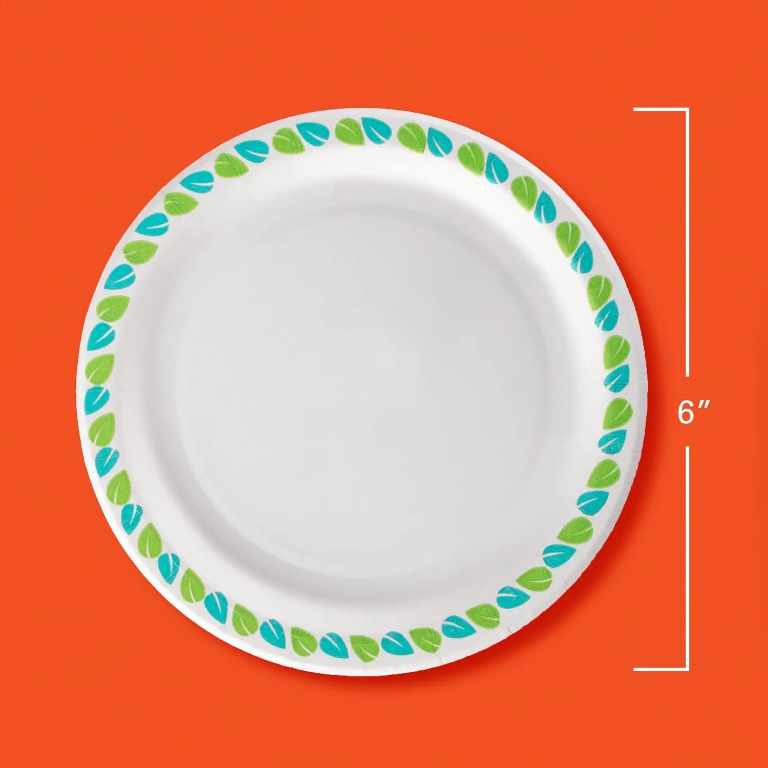 Compostable Printed Small Paper Plates for Desserts and Appetizers, Soak Resistant and Microwave Safe, 6 Inch, 40 Count