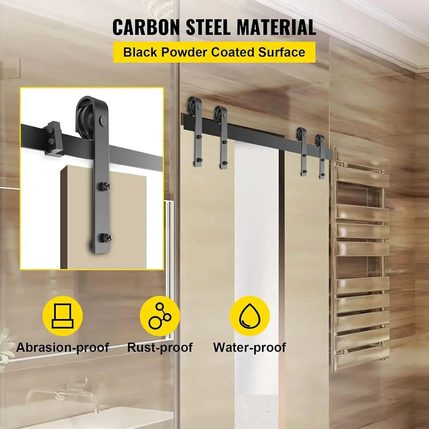 Sliding Barn Door Hardware Kit, 10FT Barn Door Kit, 330LBS Load-Bearing Double Barn Door Hardware Kit