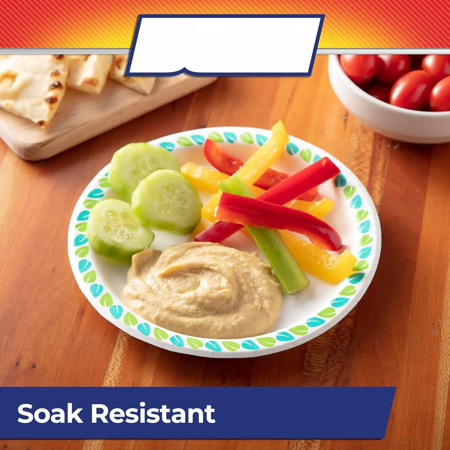Compostable Printed Small Paper Plates for Desserts and Appetizers, Soak Resistant and Microwave Safe, 6 Inch, 40 Count