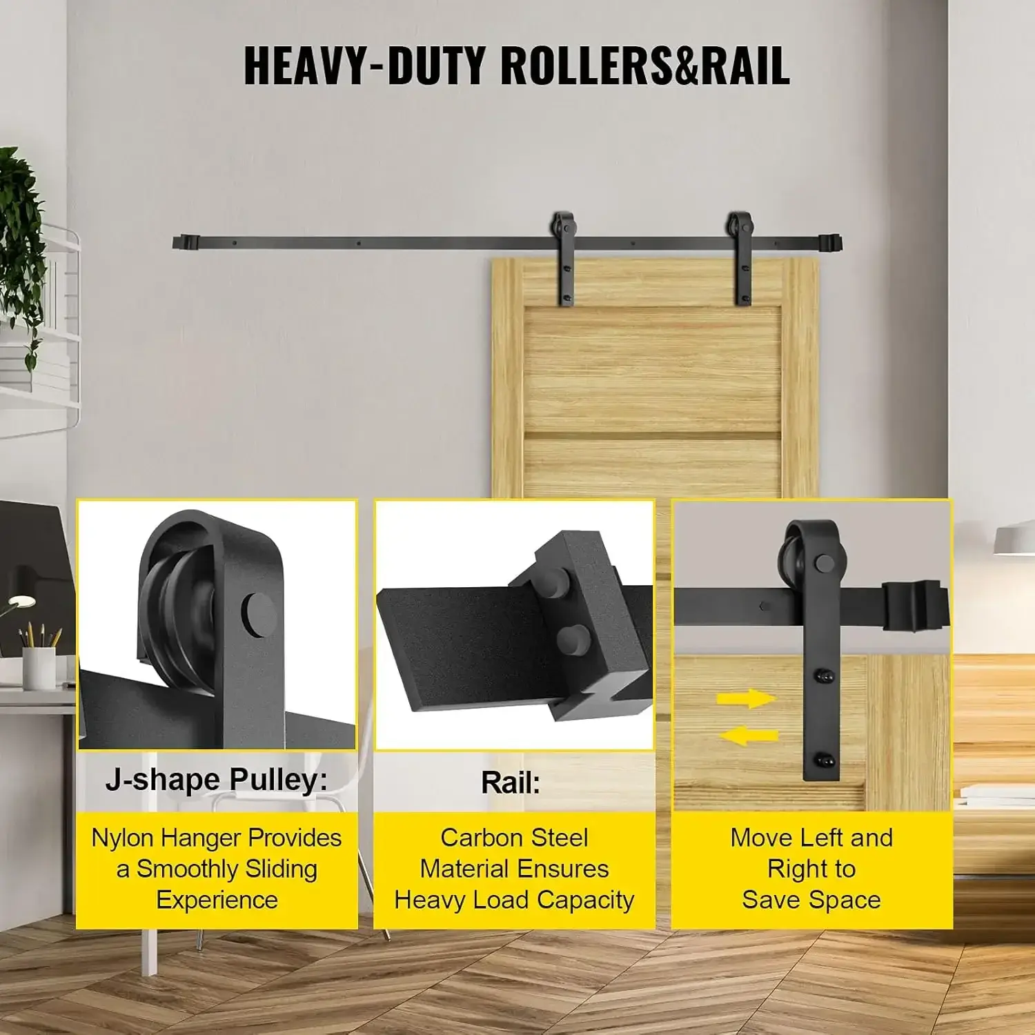 Sliding Barn Door Hardware Kit, 10FT Barn Door Kit, 330LBS Load-Bearing Double Barn Door Hardware Kit