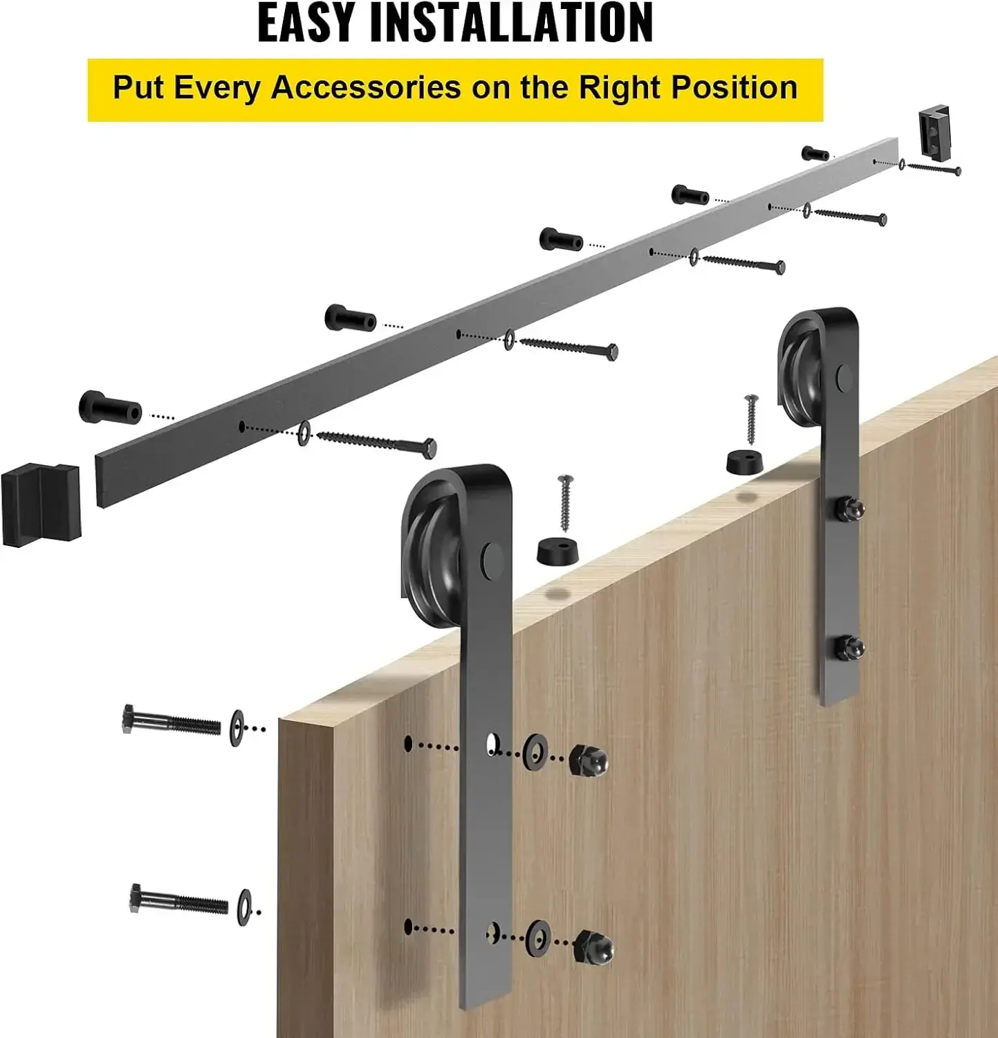 Sliding Barn Door Hardware Kit, 10FT Barn Door Kit, 330LBS Load-Bearing Double Barn Door Hardware Kit