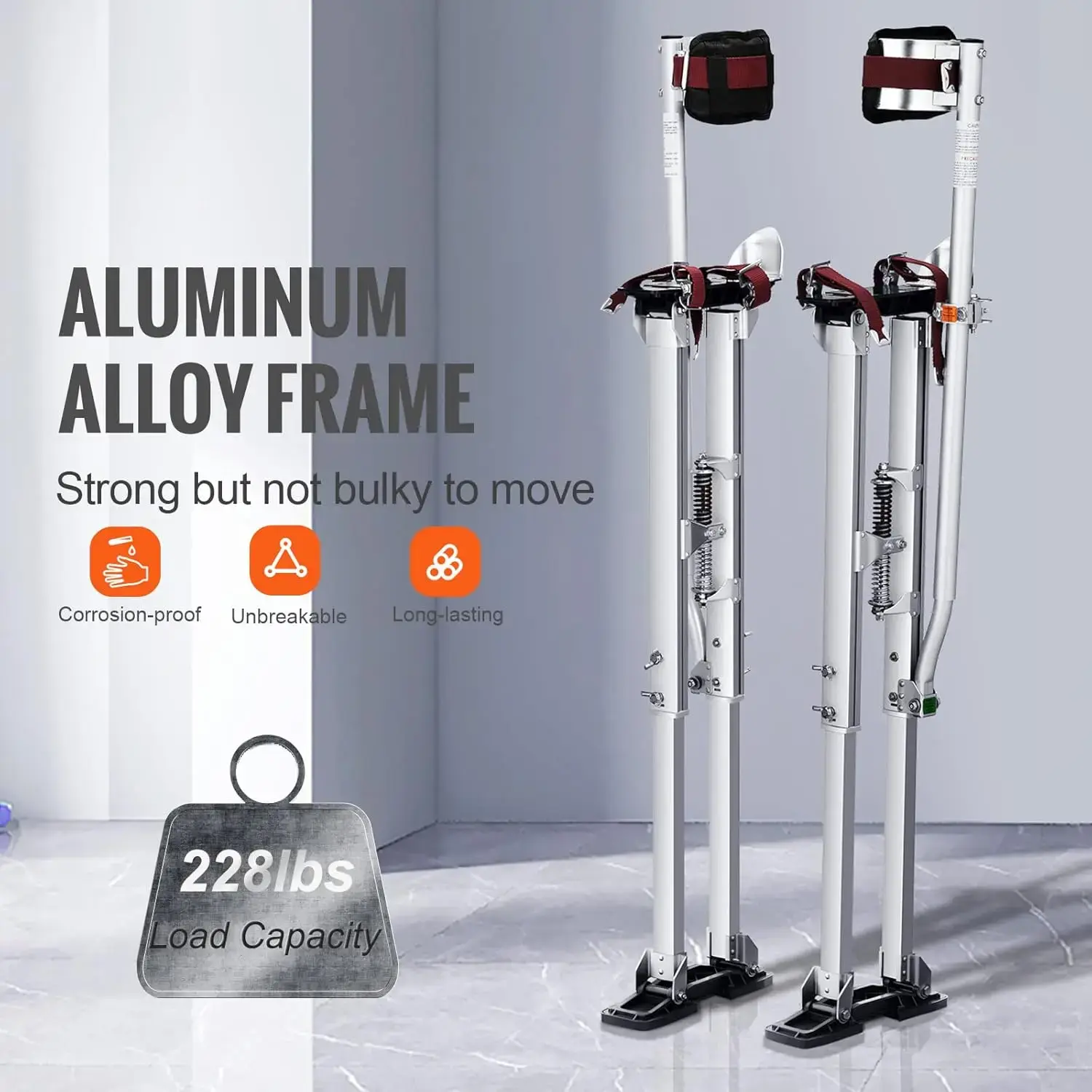 Drywall Stilts, 36''-50'' Adjustable Aluminum Tool Stilts with Protective Knee Pads, Durable and Non-Slip Work Stilts