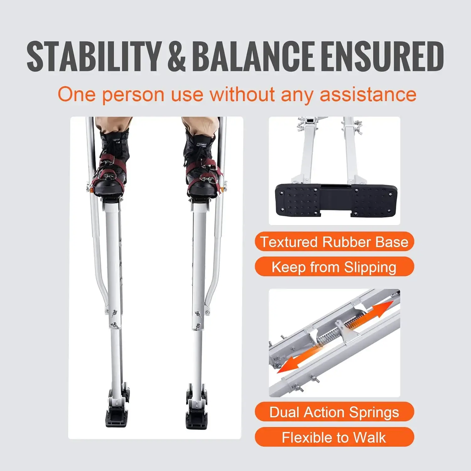 Drywall Stilts, 36''-50'' Adjustable Aluminum Tool Stilts with Protective Knee Pads, Durable and Non-Slip Work Stilts