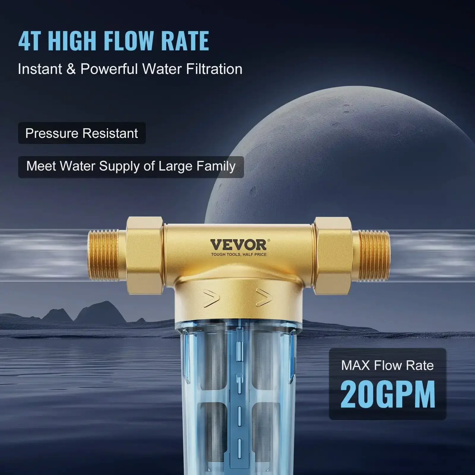 Spin Down Filter, 40 Micron Whole House Sediment Filter for Well Water