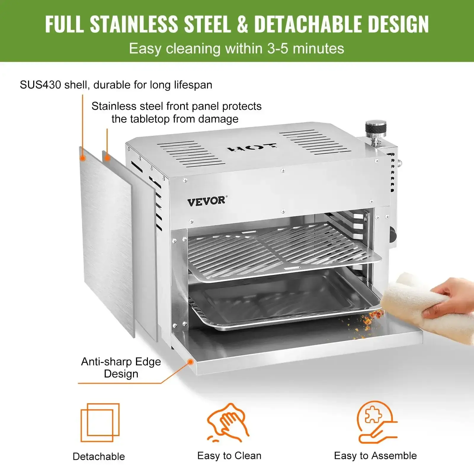 Propane Steak Grill 1500°F Portable Infrared Broiler for Outdoor Barbecue