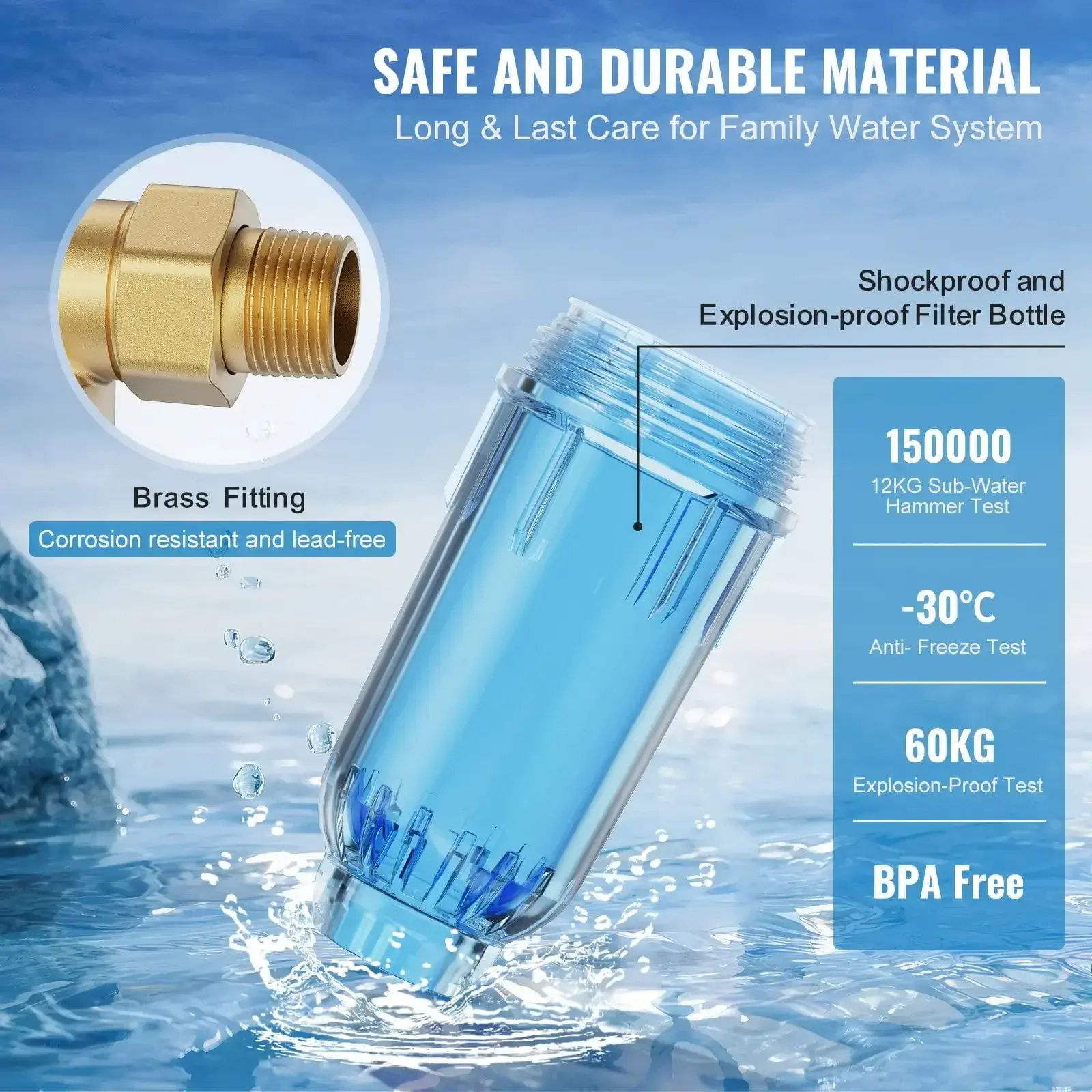 Spin Down Filter, 40 Micron Whole House Sediment Filter for Well Water