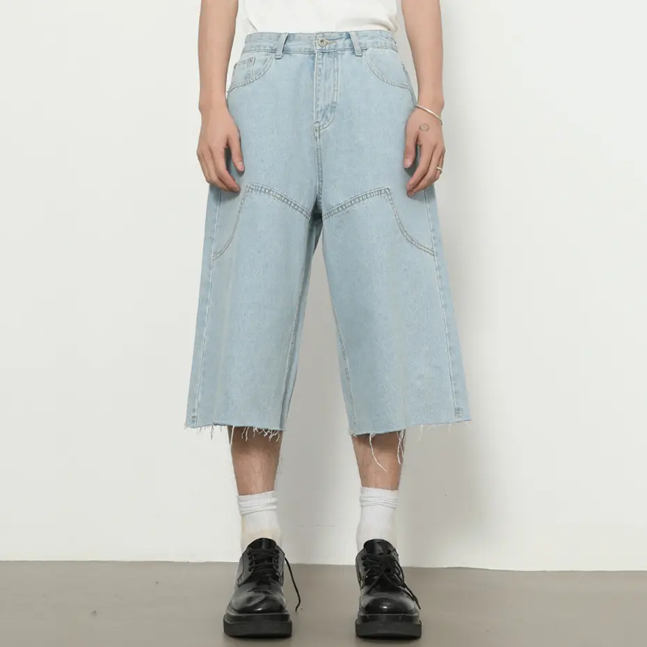 Summer Wide Leg Denim Shorts Streetwear Harajuku Vintage Baggy Jeans Shorts Men Casual Loose Shorts