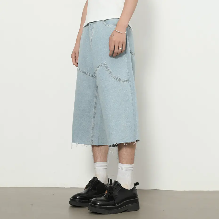 Summer Wide Leg Denim Shorts Streetwear Harajuku Vintage Baggy Jeans Shorts Men Casual Loose Shorts