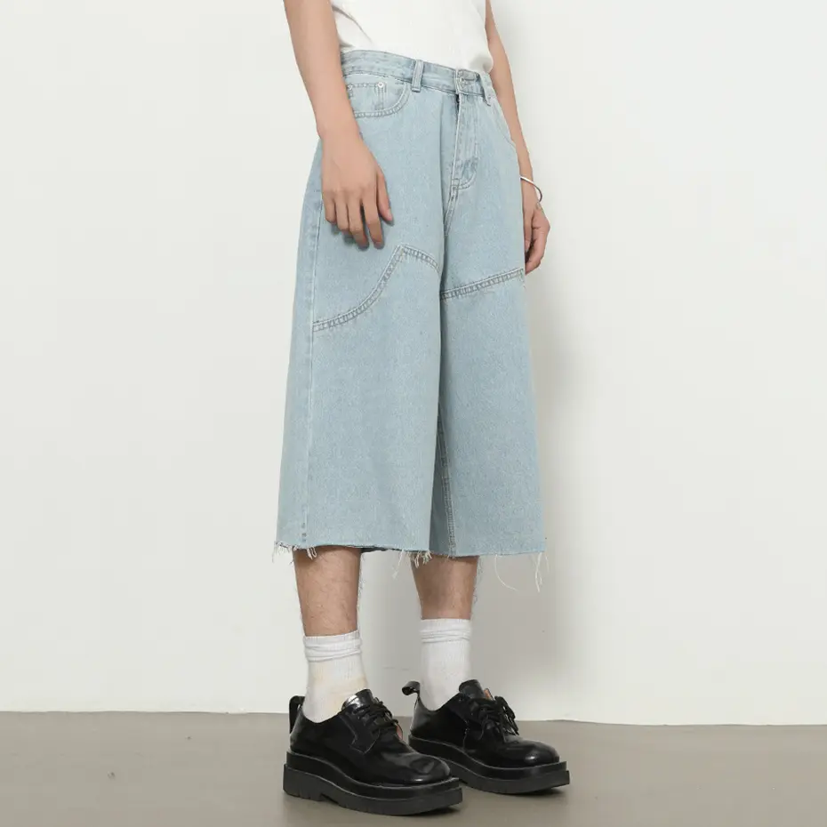 Summer Wide Leg Denim Shorts Streetwear Harajuku Vintage Baggy Jeans Shorts Men Casual Loose Shorts