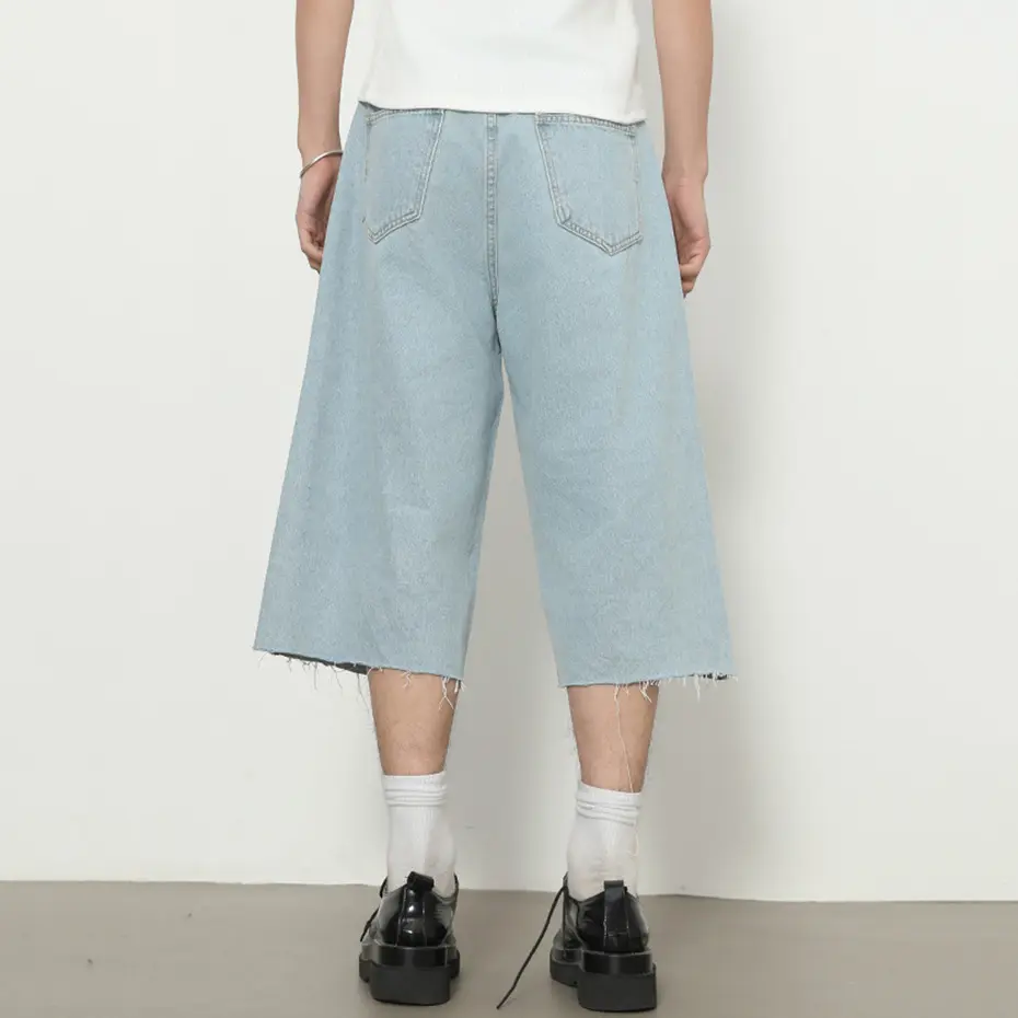 Summer Wide Leg Denim Shorts Streetwear Harajuku Vintage Baggy Jeans Shorts Men Casual Loose Shorts