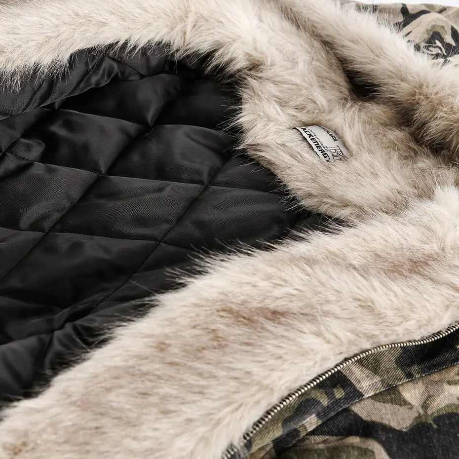 Fur Collar Parkas Camouflage Padded Jackets Men Streetwear Harajuku Oversized Bubble Coats Outwear