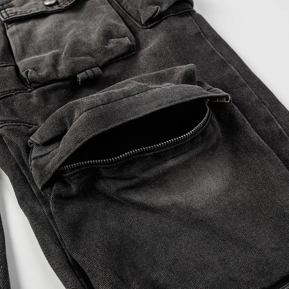Y2K Vintage Baggy Jeans Multi Pocket Ripped Loose Straight Denim Pants Men's Streetwear Harajuku Hip Hop Jeans Trousers