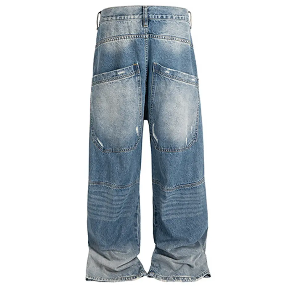 Vintage Baggy Jeans Men's Streetwear Harajuku Hip Hop Jeans Blue Loose Straight Denim Pants