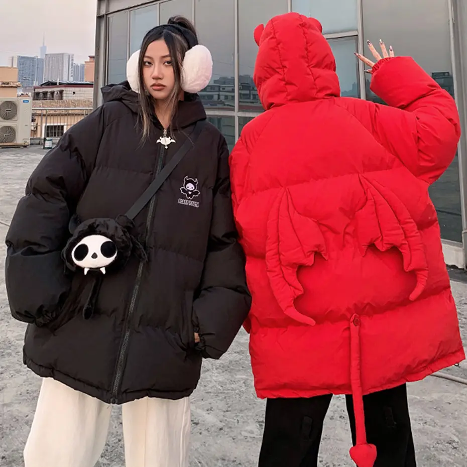 Winter Jackets Monster Coat Thicken Parkas Streetwear Harajuku Oversized Hip Hop Padded Puffer Jacket Bubble Coat with Bag Wings