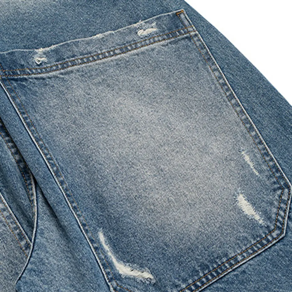 Vintage Baggy Jeans Men's Streetwear Harajuku Hip Hop Jeans Blue Loose Straight Denim Pants