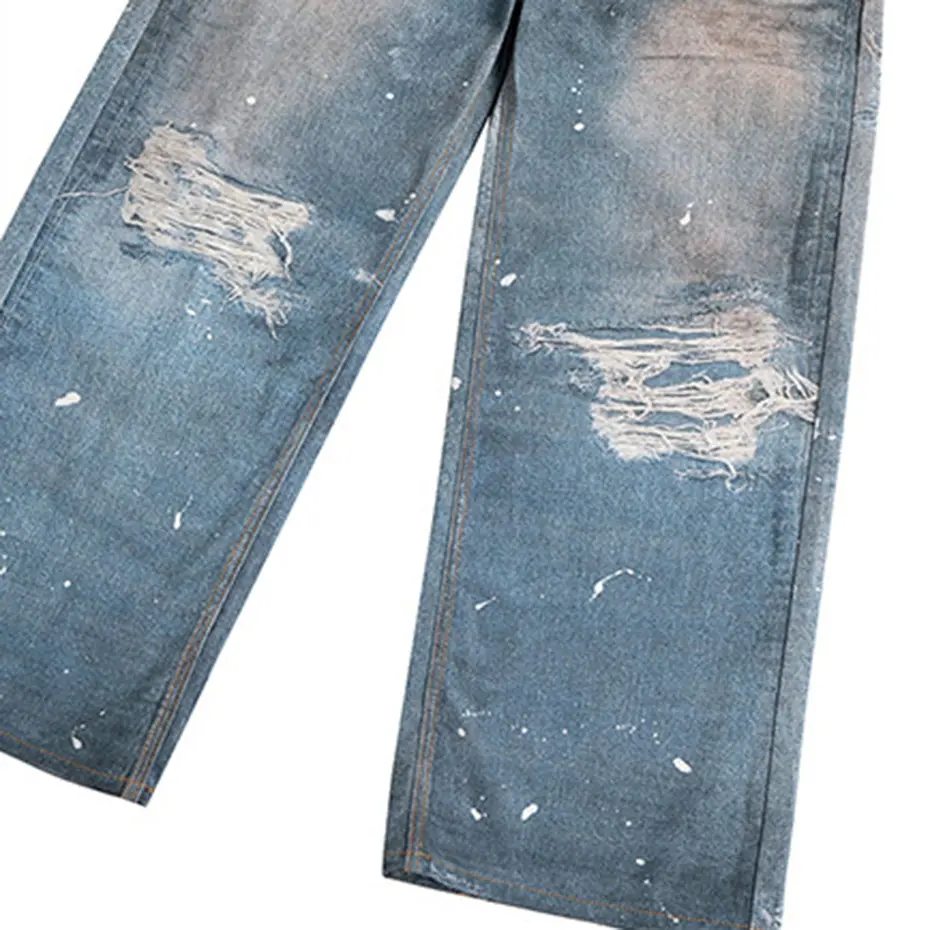 3D Graphic Blue Baggy Jeans Men's Streetwear Harajuku Hip Hop Jeans Fashion Printed Loose Straight Denim Pants