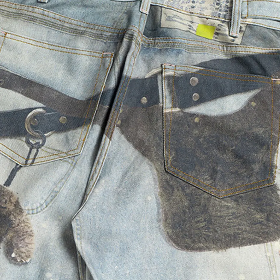 Keychain Graphic Vintage Baggy Jeans Streetwear Harajuku Hip Hop Jeans Man Casual Loose Straight Denim Pants