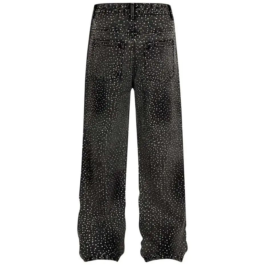 Rhinestone Jeans Vintage Baggy Jeans Diamond Denim Pants Streetwear Harajuku Harajuku Jeans Denim Pants