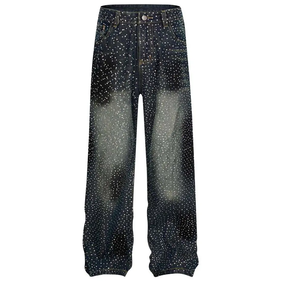 Rhinestone Jeans Vintage Baggy Jeans Diamond Denim Pants Streetwear Harajuku Harajuku Jeans Denim Pants