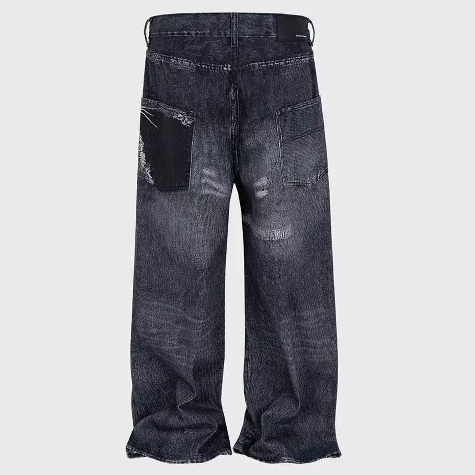 Vintage Baggy Jeans 3D Graphic Loose Straight Denim Pants Men Streetwear Harajuku Hip Hop Jeans