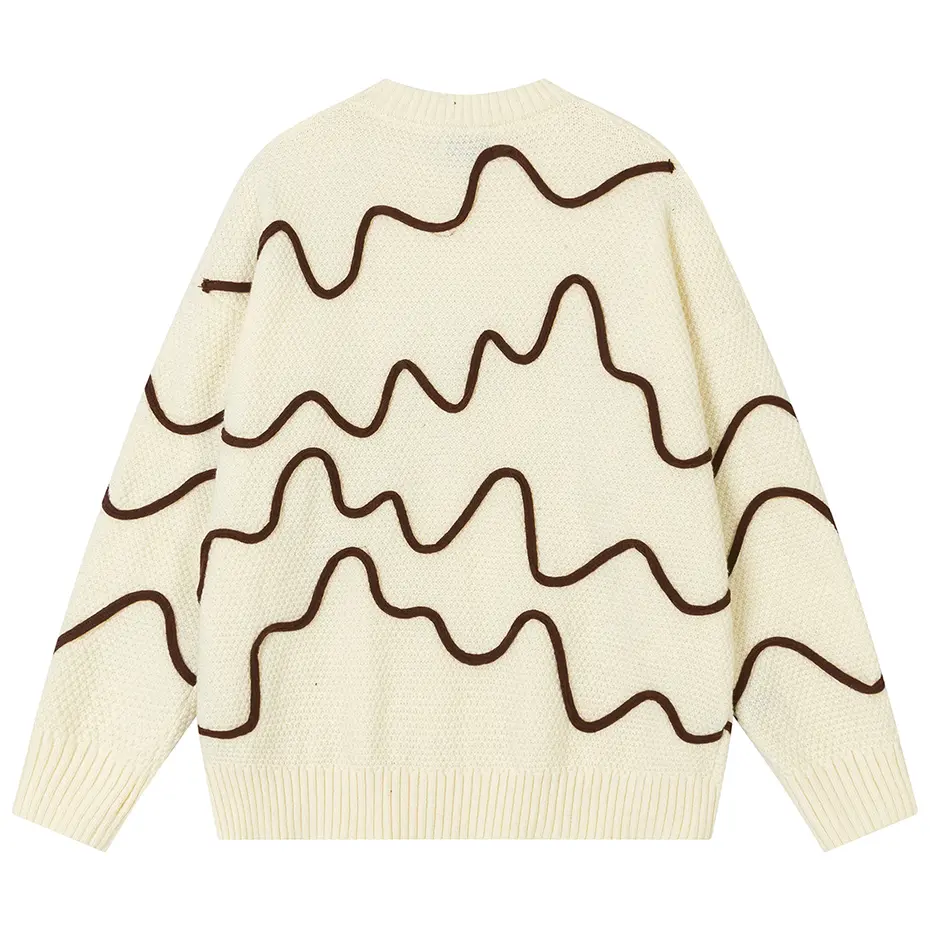 Streetwear Harajuku Hip Hop Oversized Sweaters Striped Splicing Loose Casual Sweaters Knit Jumper Beige Black Pullover Sweaters