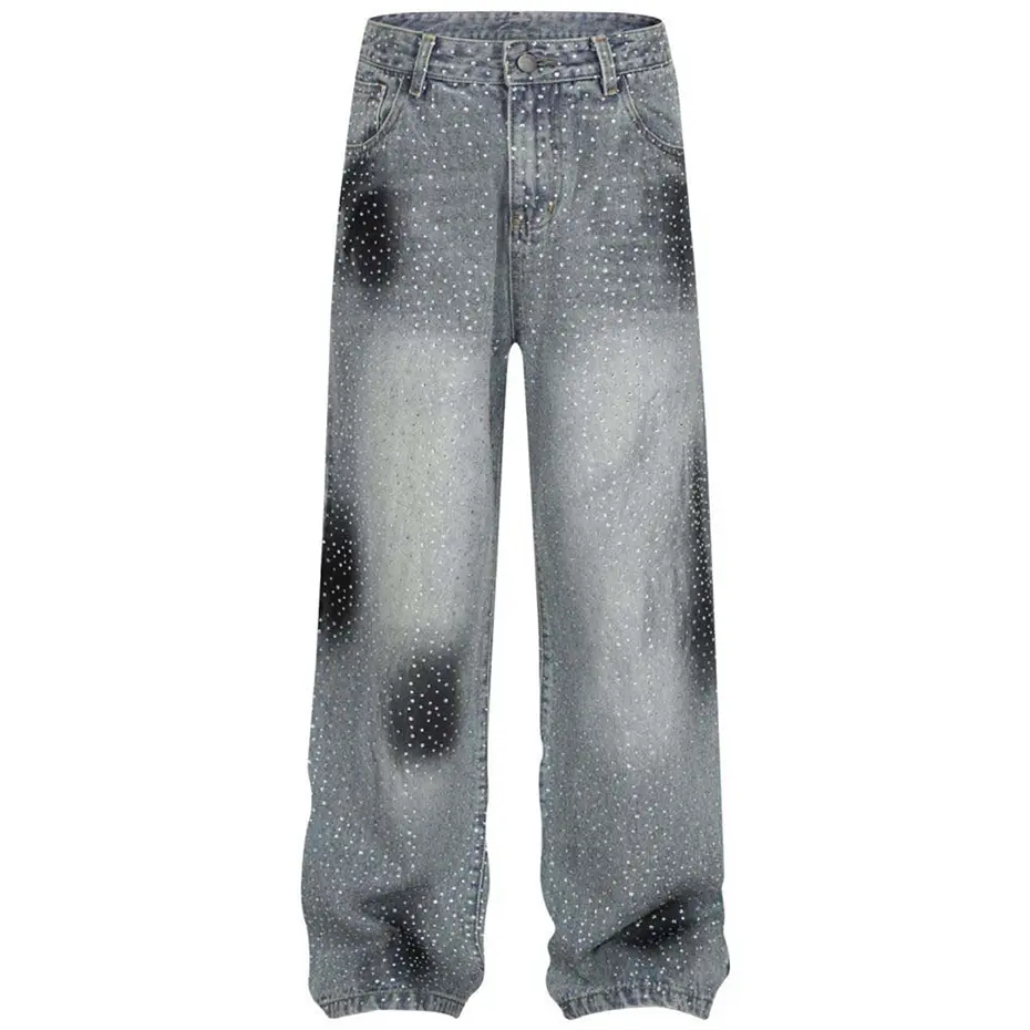 Rhinestone Jeans Vintage Baggy Jeans Diamond Denim Pants Streetwear Harajuku Harajuku Jeans Denim Pants