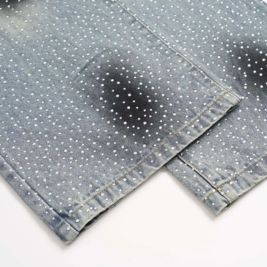 Rhinestone Jeans Vintage Baggy Jeans Diamond Denim Pants Streetwear Harajuku Harajuku Jeans Denim Pants