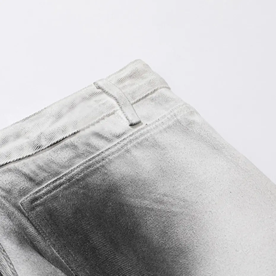Hi Street White Baggy Jeans Multi Pocket Cargo Jeans Loose Casual Straight Denim Pants