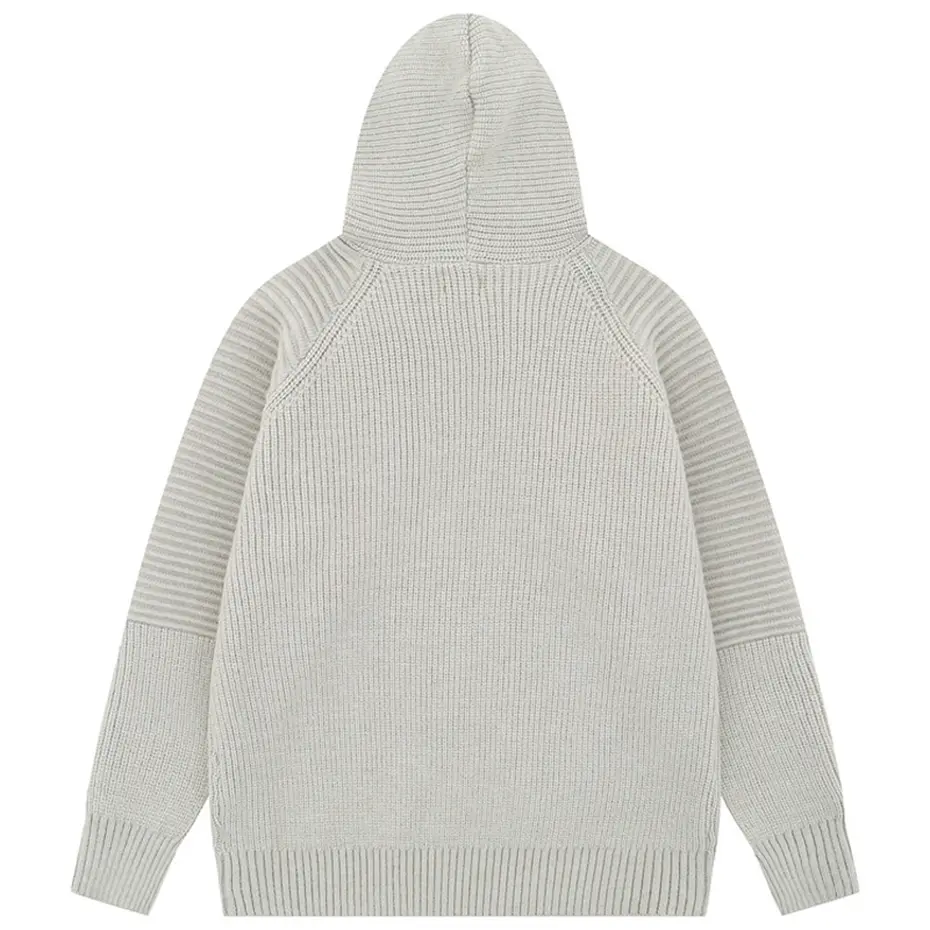 Fur Collar Sweaters Harajuku Oversized Hooded Knitted Sweaters Solid Loose Casual Jumper Streetwear Hip Hop Sweaters
