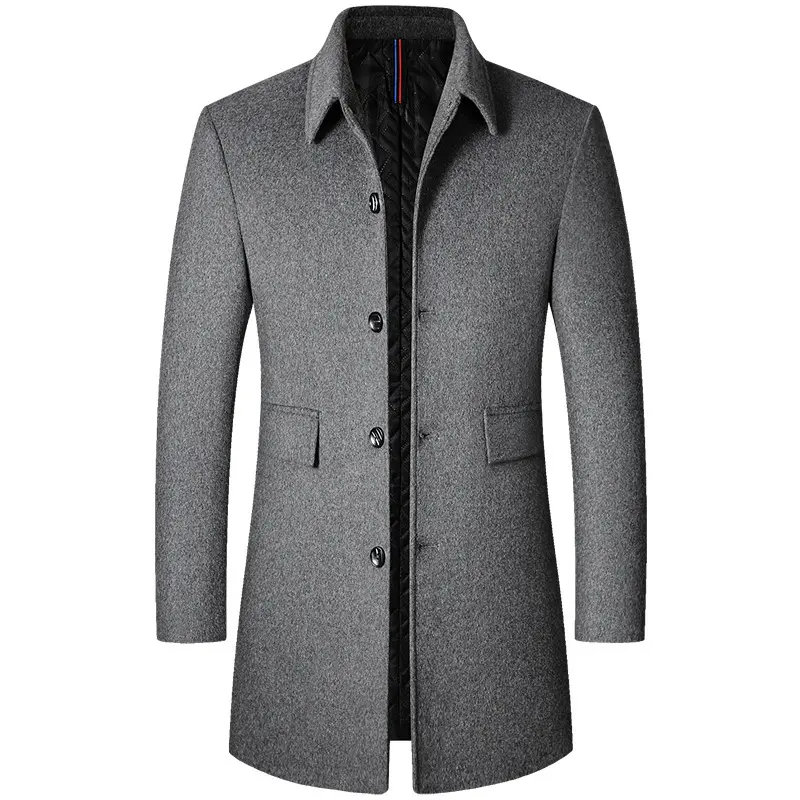New Winter Men Lapel Business Casual Trench Coats Woolen Blends Overcoats Male Cashmere Trench Coats Man Long Jackets Coats 5XL