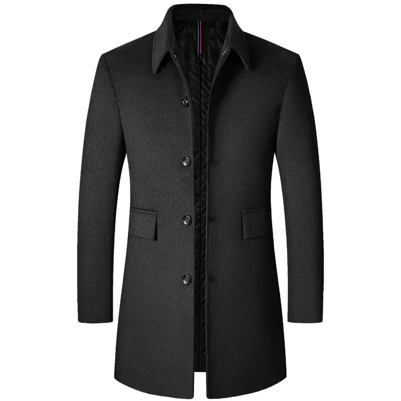 New Winter Men Lapel Business Casual Trench Coats Woolen Blends Overcoats Male Cashmere Trench Coats Man Long Jackets Coats 5XL