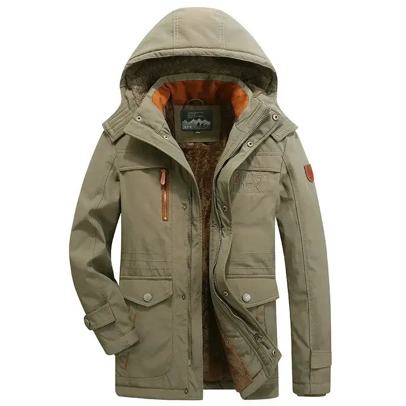 Men Winter Long Jackets Hooded Casual Down Jackets Male Military Coats Man Fleece Warm Casual Parkas Male Outwear Long Coats 6XL