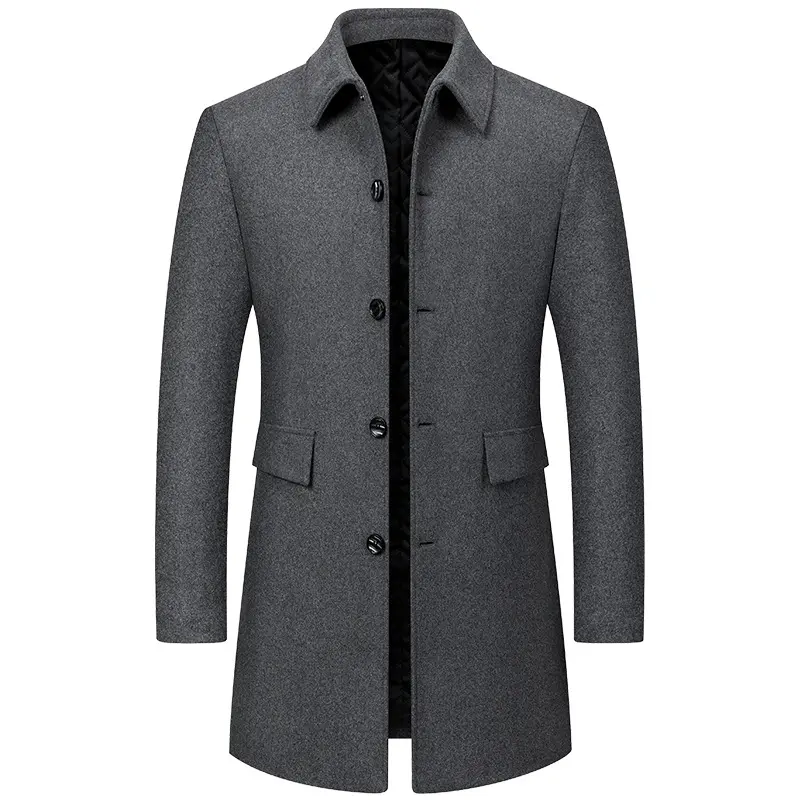 New Winter Men Lapel Business Casual Trench Coats Long Jackets Overcoats Male Cashmere Trench Coats Man Woolen Blends Coats 5XL