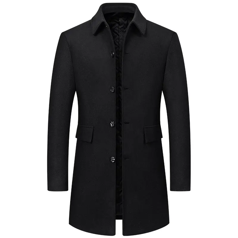 New Winter Men Lapel Business Casual Trench Coats Long Jackets Overcoats Male Cashmere Trench Coats Man Woolen Blends Coats 5XL