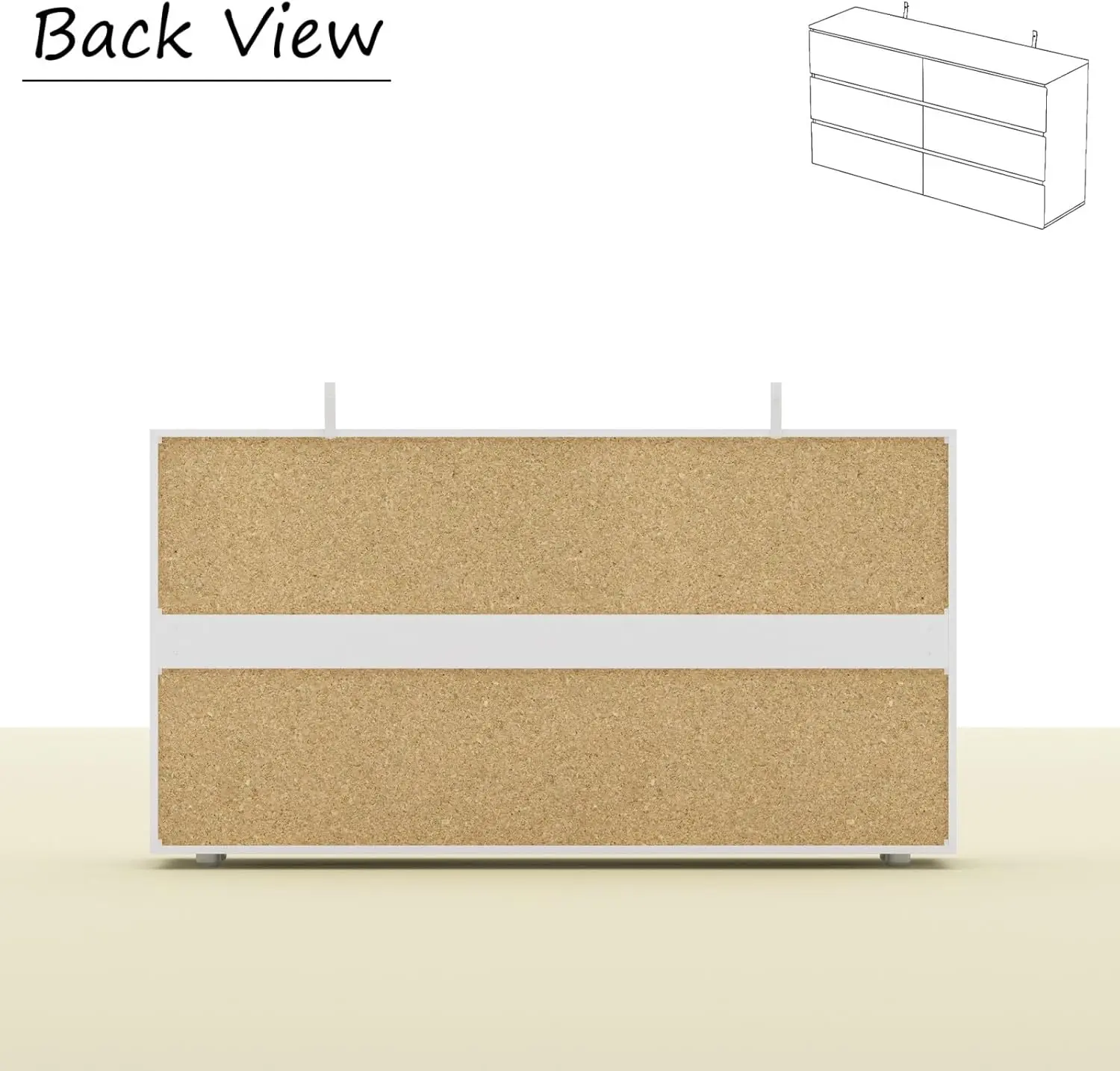 Chest of Drawers Dresser No Handles, 6 Drawer Dresser with Wide Storage, Modern Contemporary 6-Drawer Chest