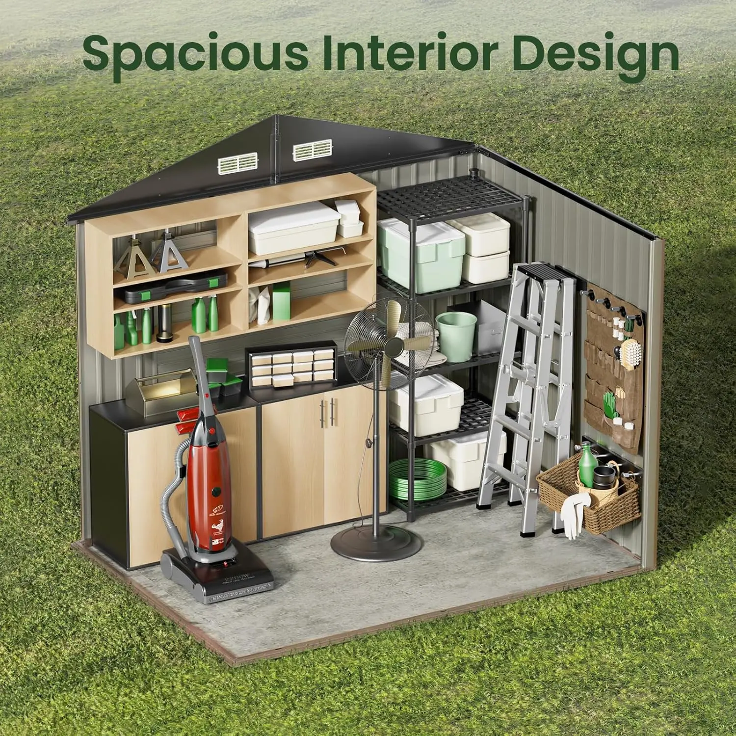 8x6 FT Outdoor Metal Storage Shed, Durable Garden Shed with Updated Frame Structure for Backyard, Patio, Tool Storage
