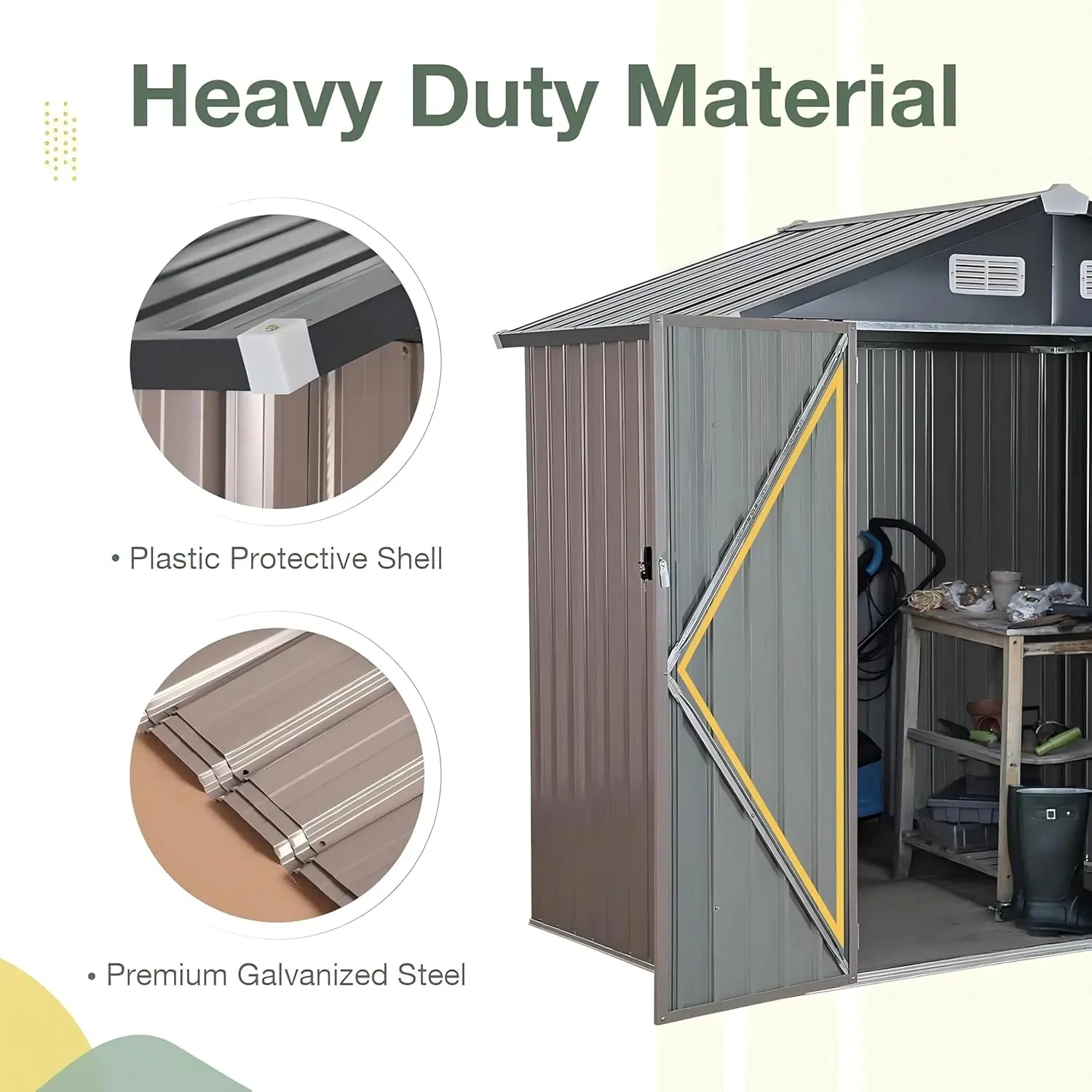 8x6 FT Outdoor Metal Storage Shed, Durable Garden Shed with Updated Frame Structure for Backyard, Patio, Tool Storage