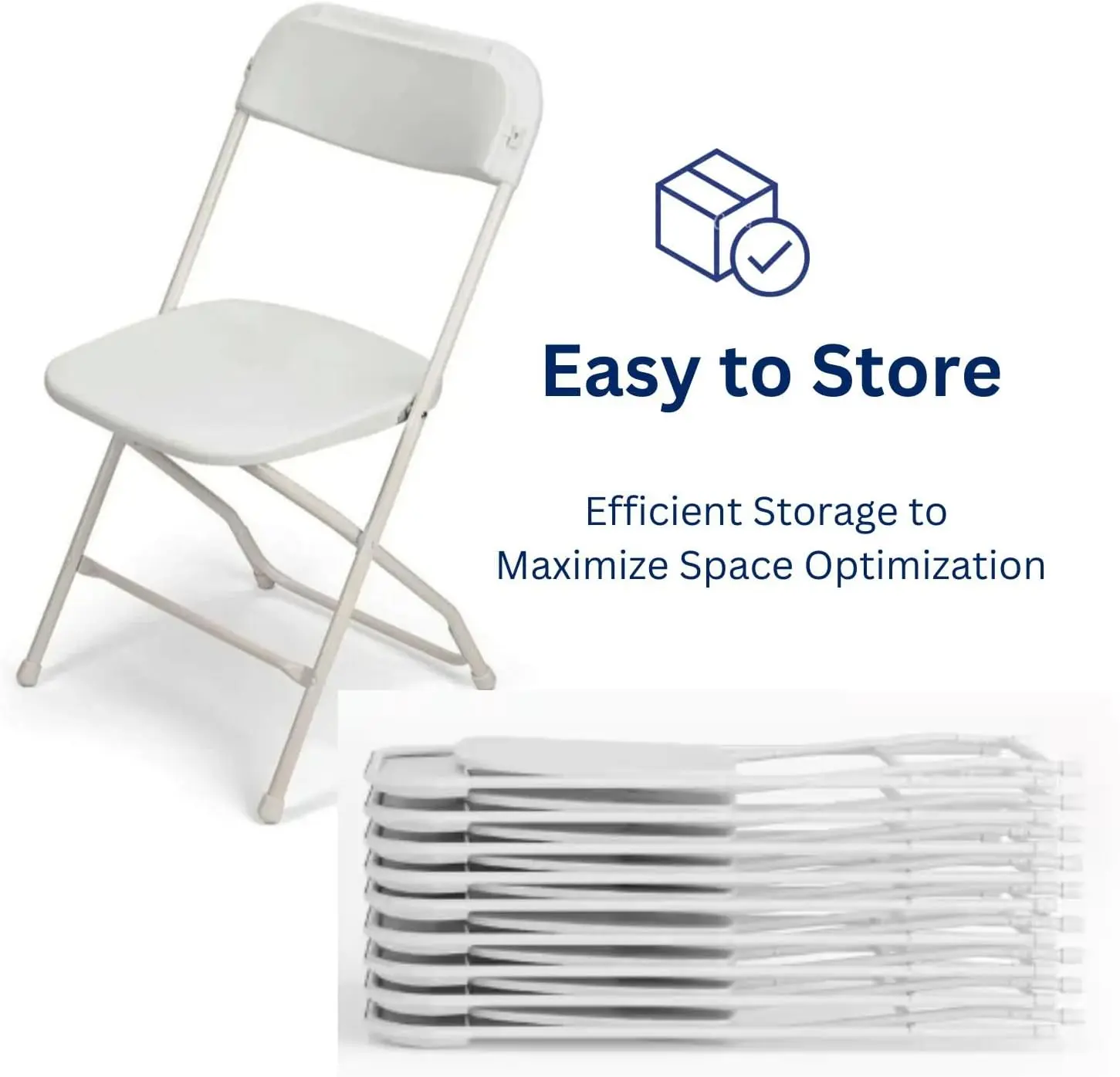White Folding Chairs 10-Pack,Portable Events Chairs, Plastic Folding Chair, Stylish 650 lb Capacity for Party, School and Church