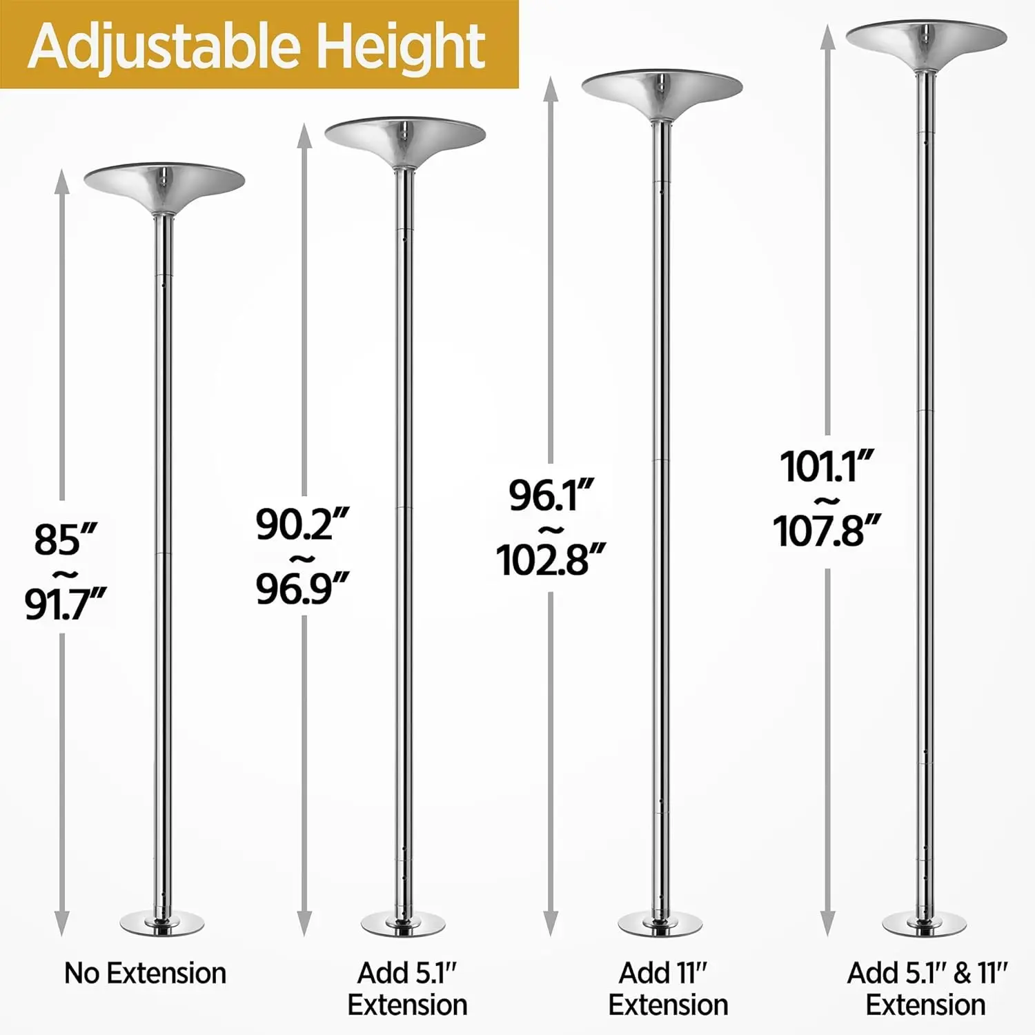 Professional Dance Pole Spinning Static Dancing Pole Portable Removable 45mm Dance Pole Kit for Exercise Club Party Pub
