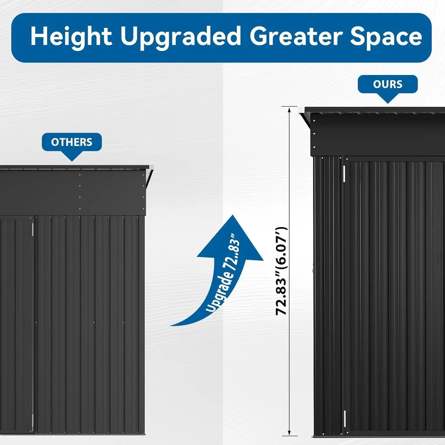 8'x4' Shed Galvanized Steel Storage Sheds with Triple Doors Weatherproof Outdoor Utility Sheds, Dual Lock Lean to Shed