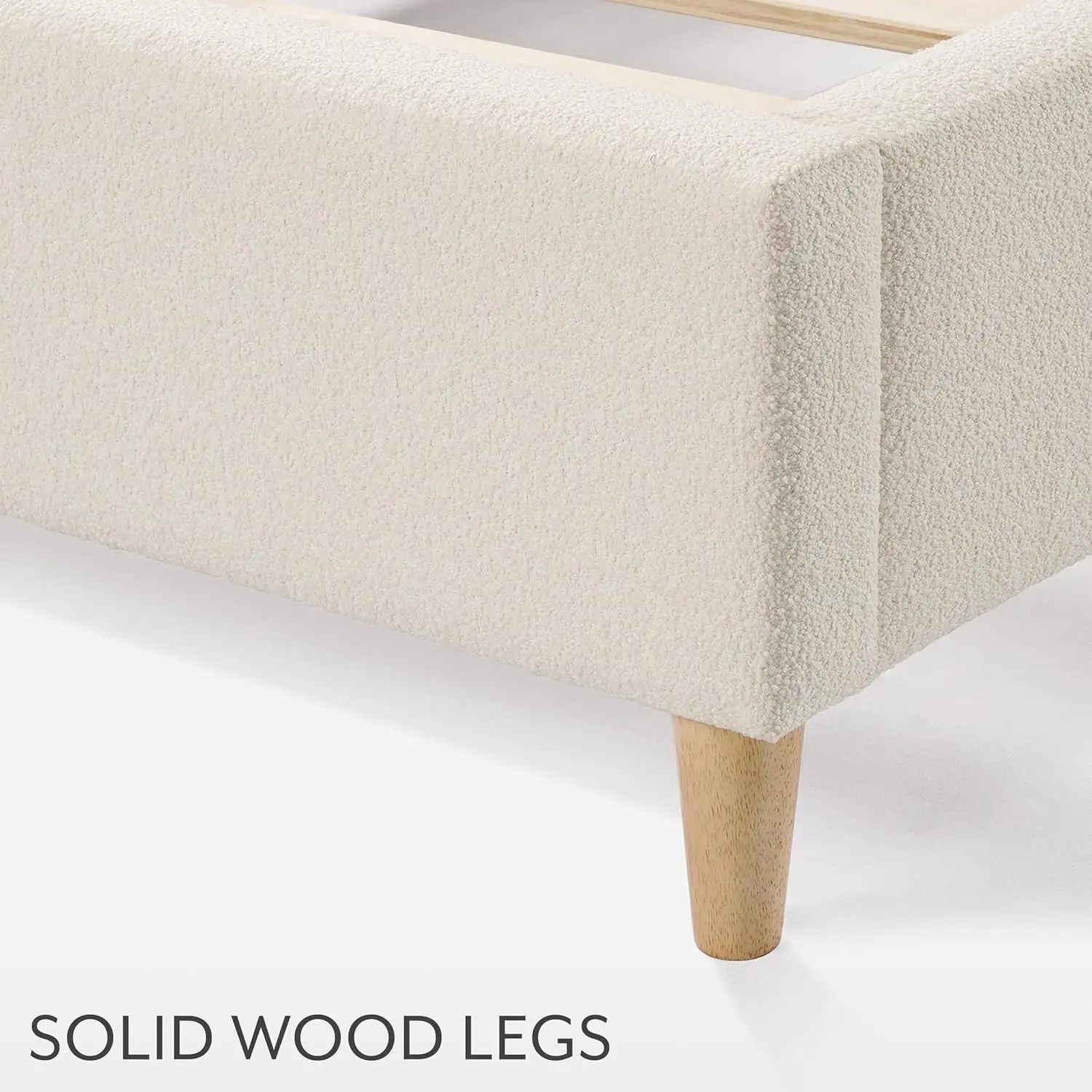Cloud Bed Frame with Arch Shaped Headboard, Upholstered in Soft Fabric, Platform Bed Frame with Solid Wood Legs