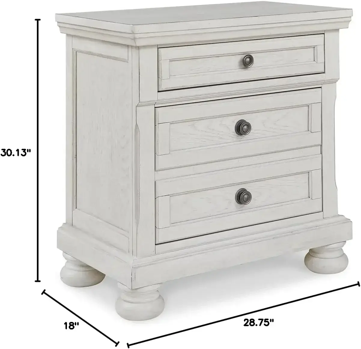 Robbinsdale Traditional 2 Drawer Night Stand, White