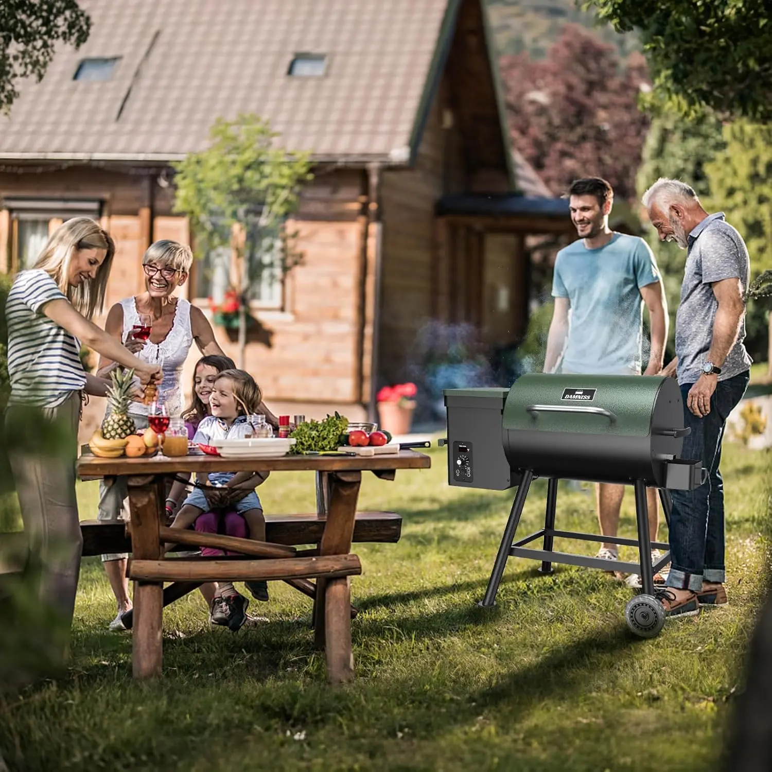 Electric Wood Pellet Smoker Grill, 456 SQ.IN Cook Area Pellet Grill with Auto Feed & PID Temperature Control (180-450°F)