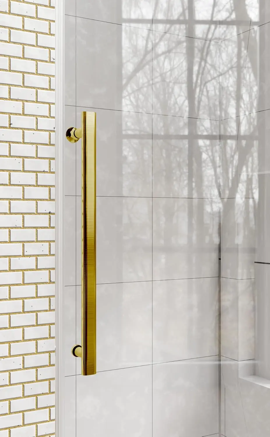 Frameless Slidable Shower Door, 56-60" W × 76" H, 5/16" Clear Tempered Glass, Gold Stainless Steel Handle, Noiseless, Waterproof