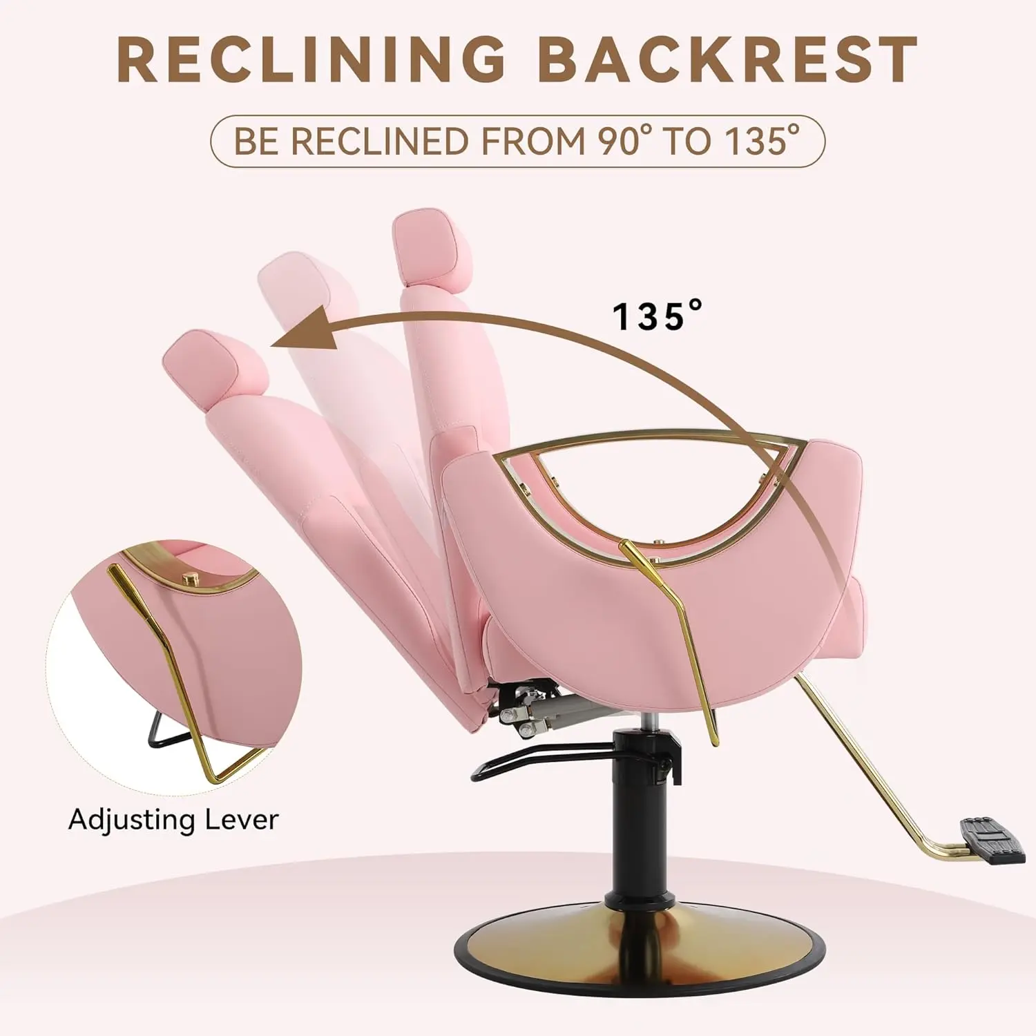 Barber Chair, Salon Chair for Hair Stylist, Height Adjustable Hydraulic Hair Reclining Salon Chair, 360 Degrees Rotation