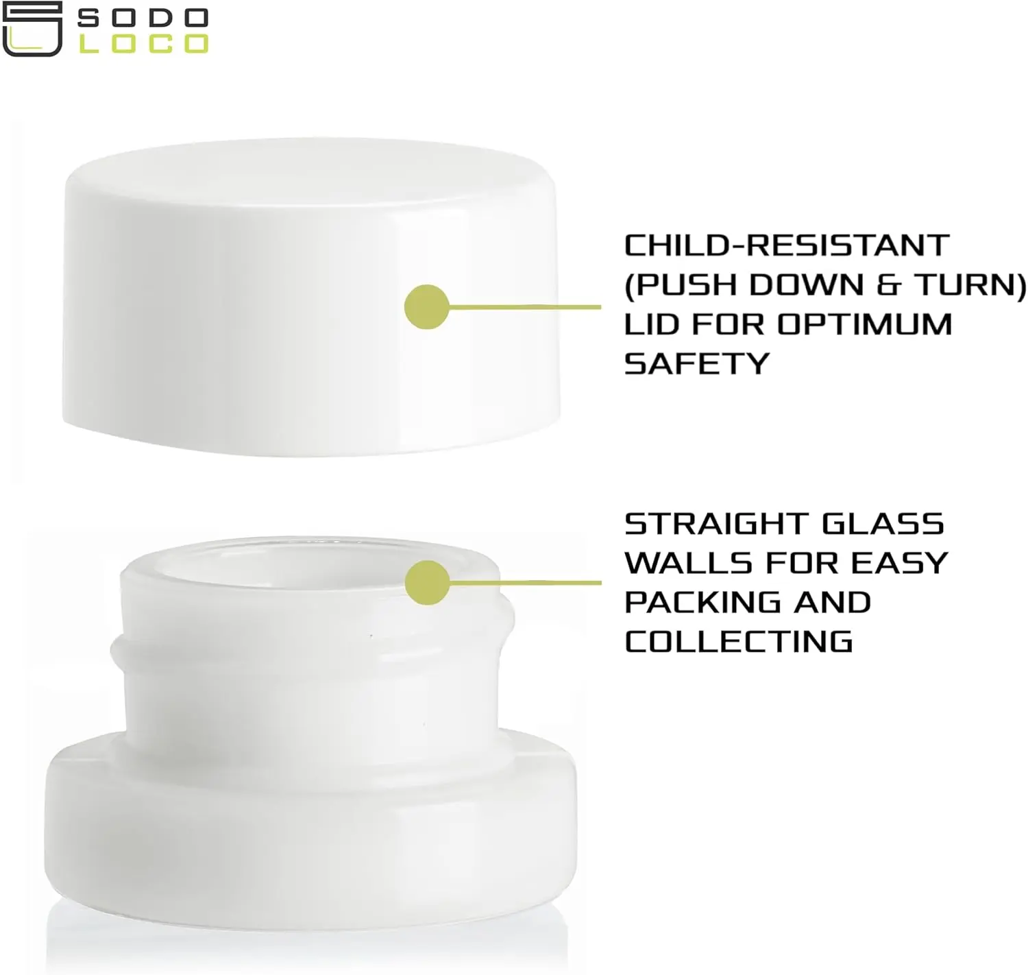 (200 Pack) 5ml Thick White Glass Jars with White Child Resistant Lids - UV Resistant - Storage for Oil, Lip Balm, Wax, Cosmetics