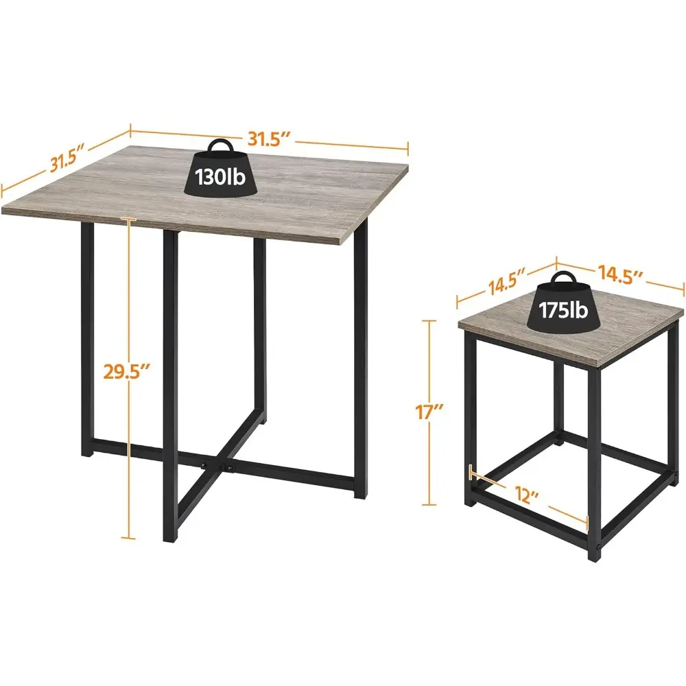 Dining Table Set for 4 Industrial Kitchen Table with 4 Chairs, Space-Saving Design for Apartment, Small Space, Breakfast Nook,