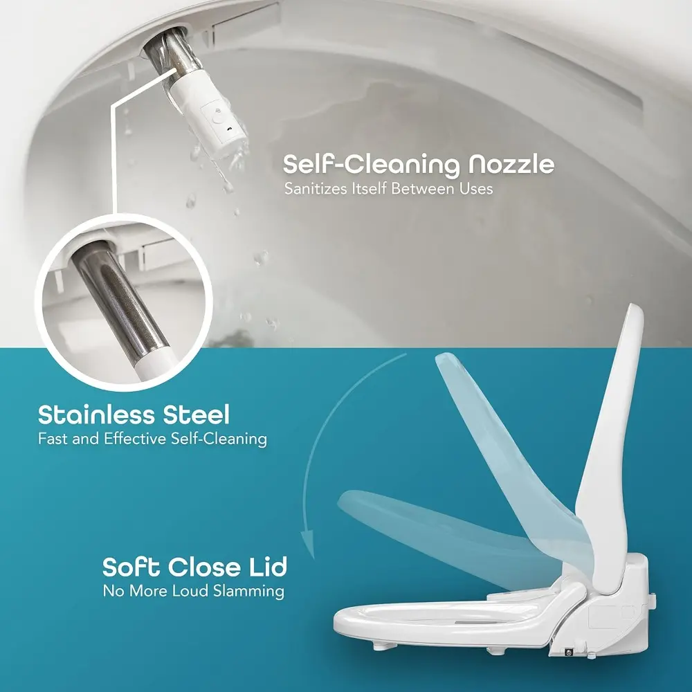1000 Series Smart Toilet Seat with Heated Water, Wireless Remote, and Warm Air Dryer - Adjustable and Self-Cleaning electric bi