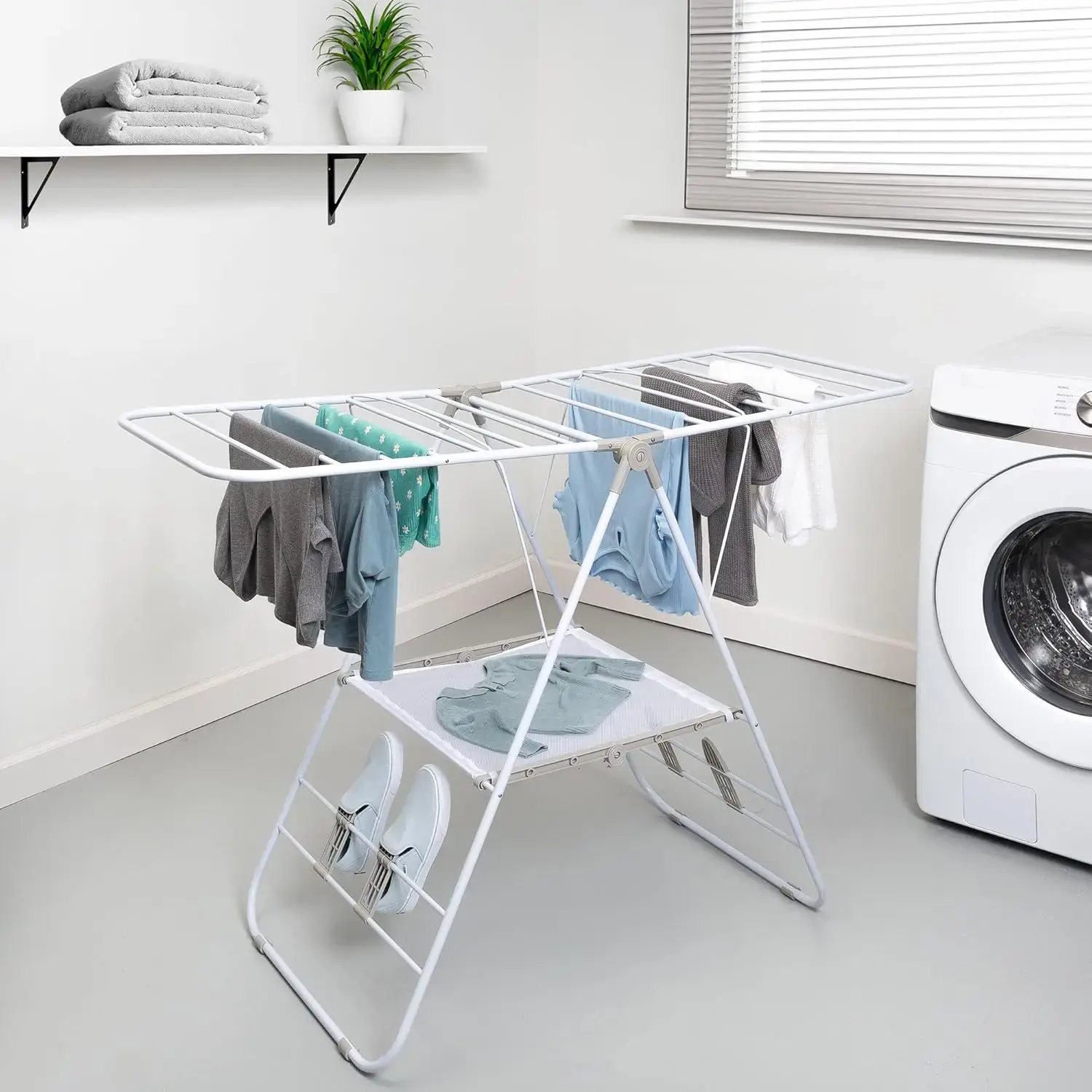 Heavy-Duty Foldable Laundry Drying Rack – Portable Shoes & Clothes Rack for Indoor & Outdoor Use, Space-Saving Design,