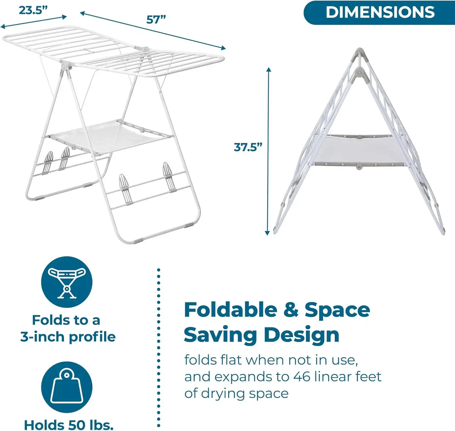 Heavy-Duty Foldable Laundry Drying Rack – Portable Shoes & Clothes Rack for Indoor & Outdoor Use, Space-Saving Design,